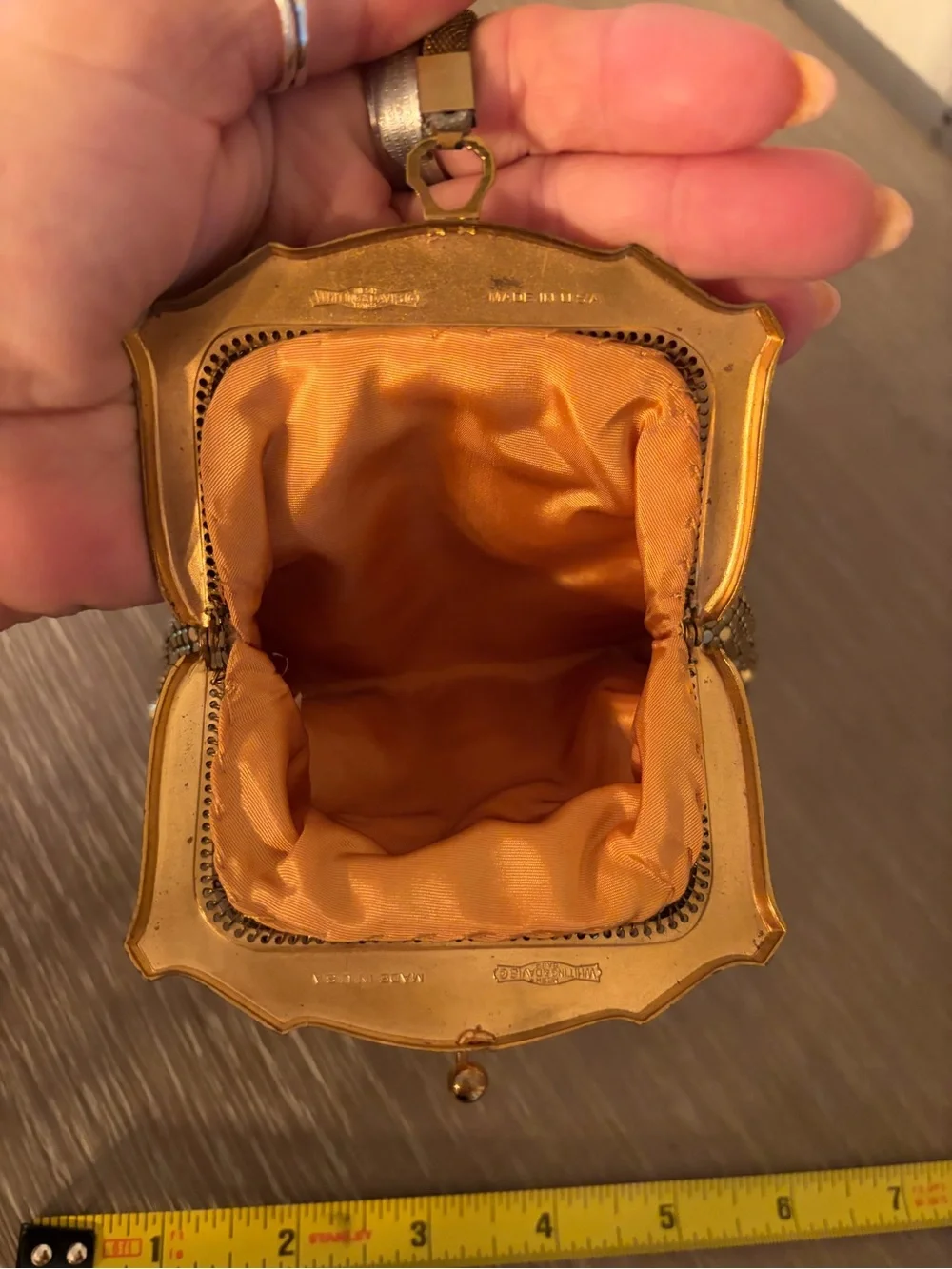 Whiting & Davis Gold Mesh Wristlet Clutch